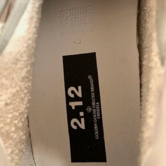 GOLDEN GOOSE MEN 2.12 RED STAR HIGH TOP SNEAKERS SHOES, WHITE SILVER, SZ 46 NIB! - Picture 8 of 13
